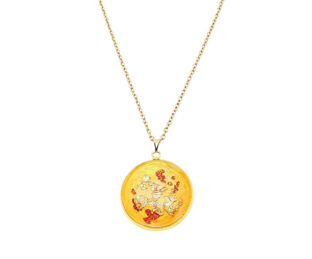 Gold Foil Kanazawa Foil Round Pendant Necklace
